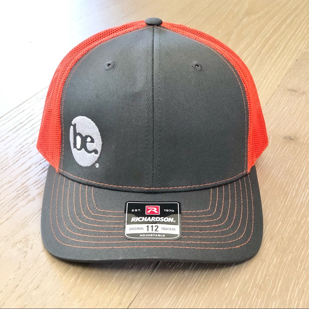 ⭐️Richardson Sports⭐️112 Trucker Cap Grey Orange Color Combo Adjustable Back